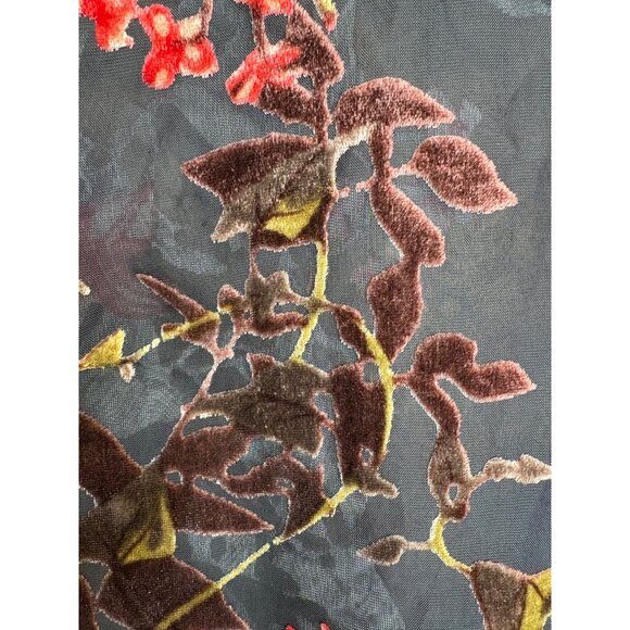 Dark Romantic Velvet Burnout Sheer Floral Sz M Top Lace Whimsigoth Sheer Fairy - Picture 10 of 14